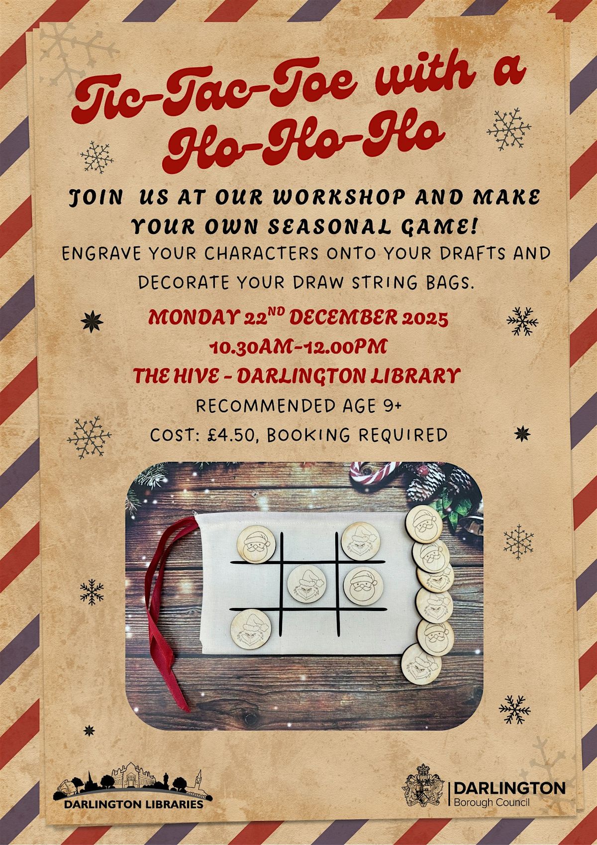 Darlington Libraries: Tic Tac Toe with a Ho, Ho, Ho! Workshop in the Hive, 22 December | Event in Darlington