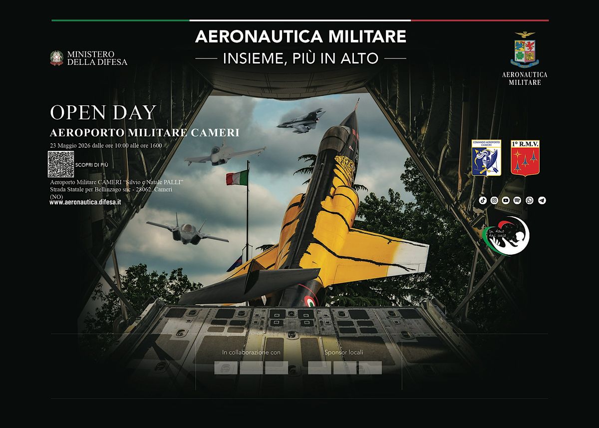 Aeroporto Cameri OPENDAY 2026 - PRENOTAZIONI SUL SITO AM., Aeronautica ...