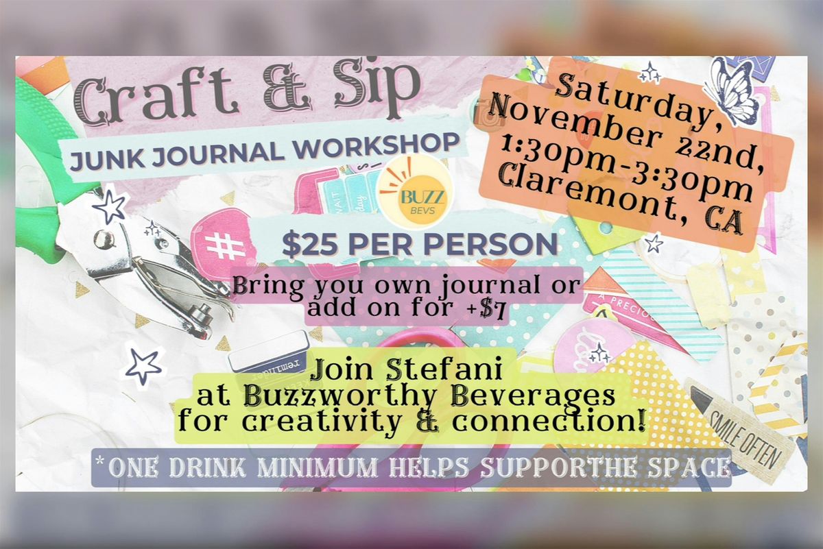 Craft & Sip: Junk Journal Workshop, 22 November | Event in Claremont | AllEvents