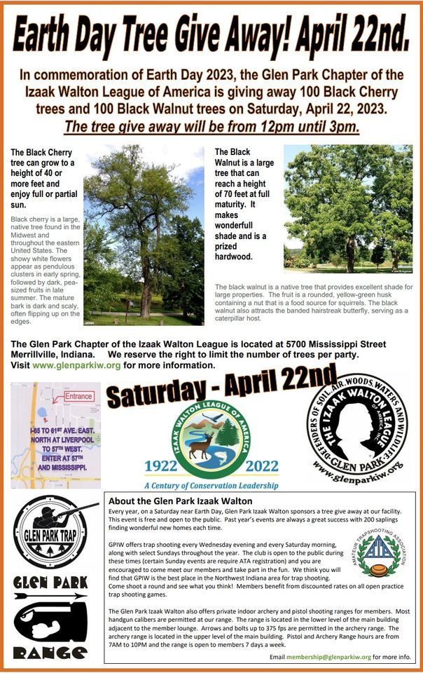 Earth Day Tree Give Away, GLEN PARK Izaak Walton Club, Merrillville