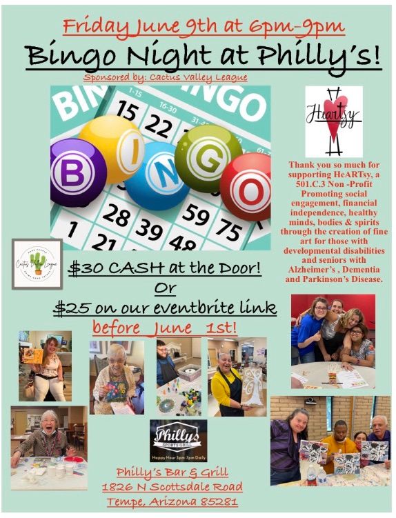 HeARTsy Fundraiser-2nd annual Bingo Night and more!, 10 June | Event in Scottsdale | AllEvents.in