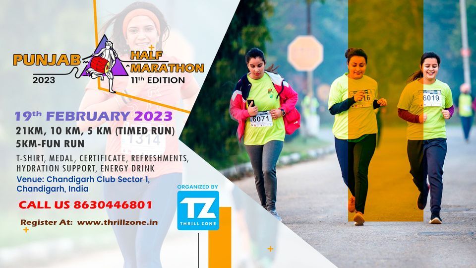 Punjab Half Marathon 2023 (11th Edition), Chandigarh Club Ltd, Sector1, Chandigarh, 19 February