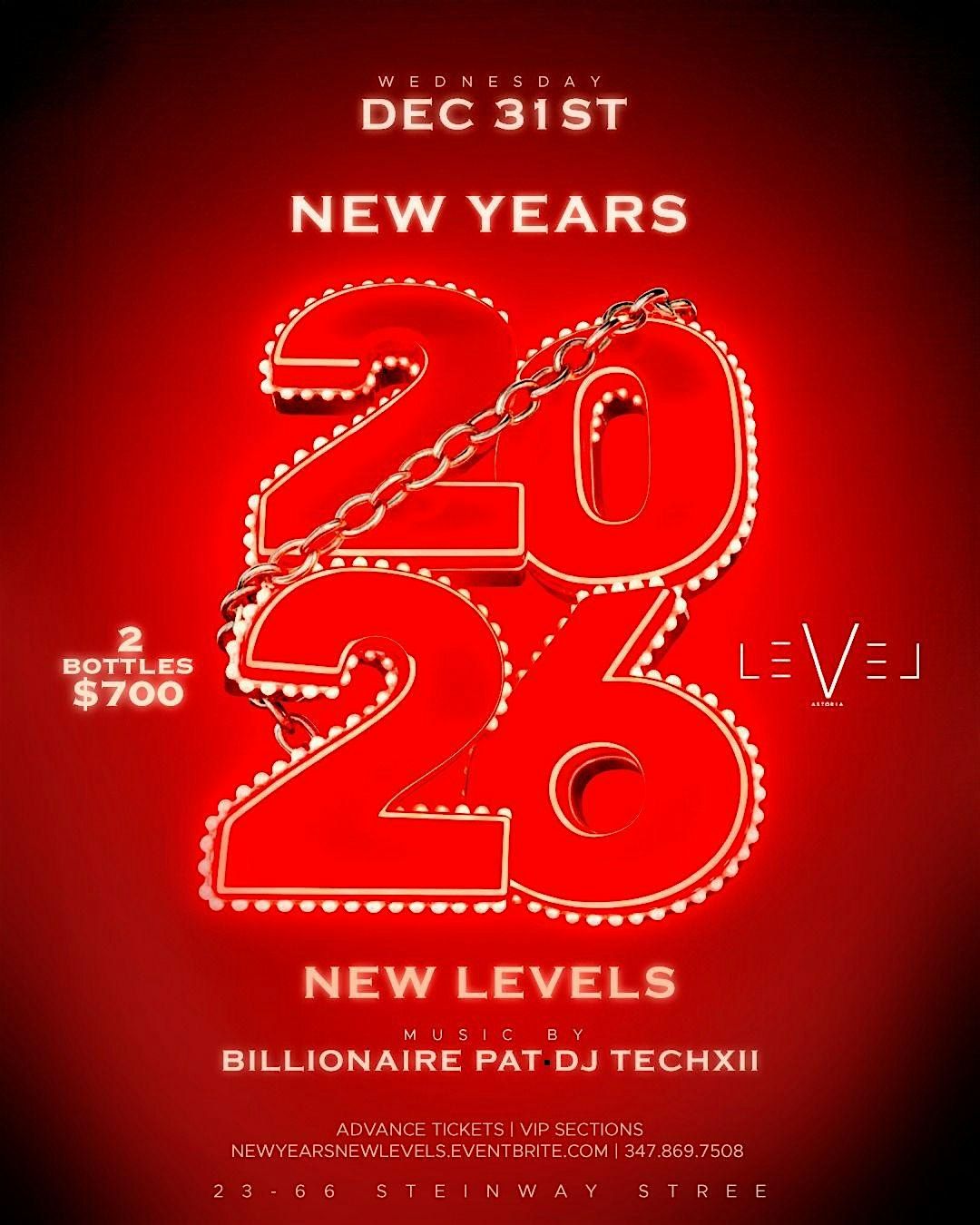 “ NEW LEVELS “ 2026 NEW YEARS EVE PARTY, 31 December | Event in Queens | AllEvents