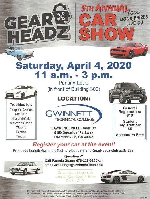 Gearheadz 5th Annual Car Show At Gwinnett Technical College