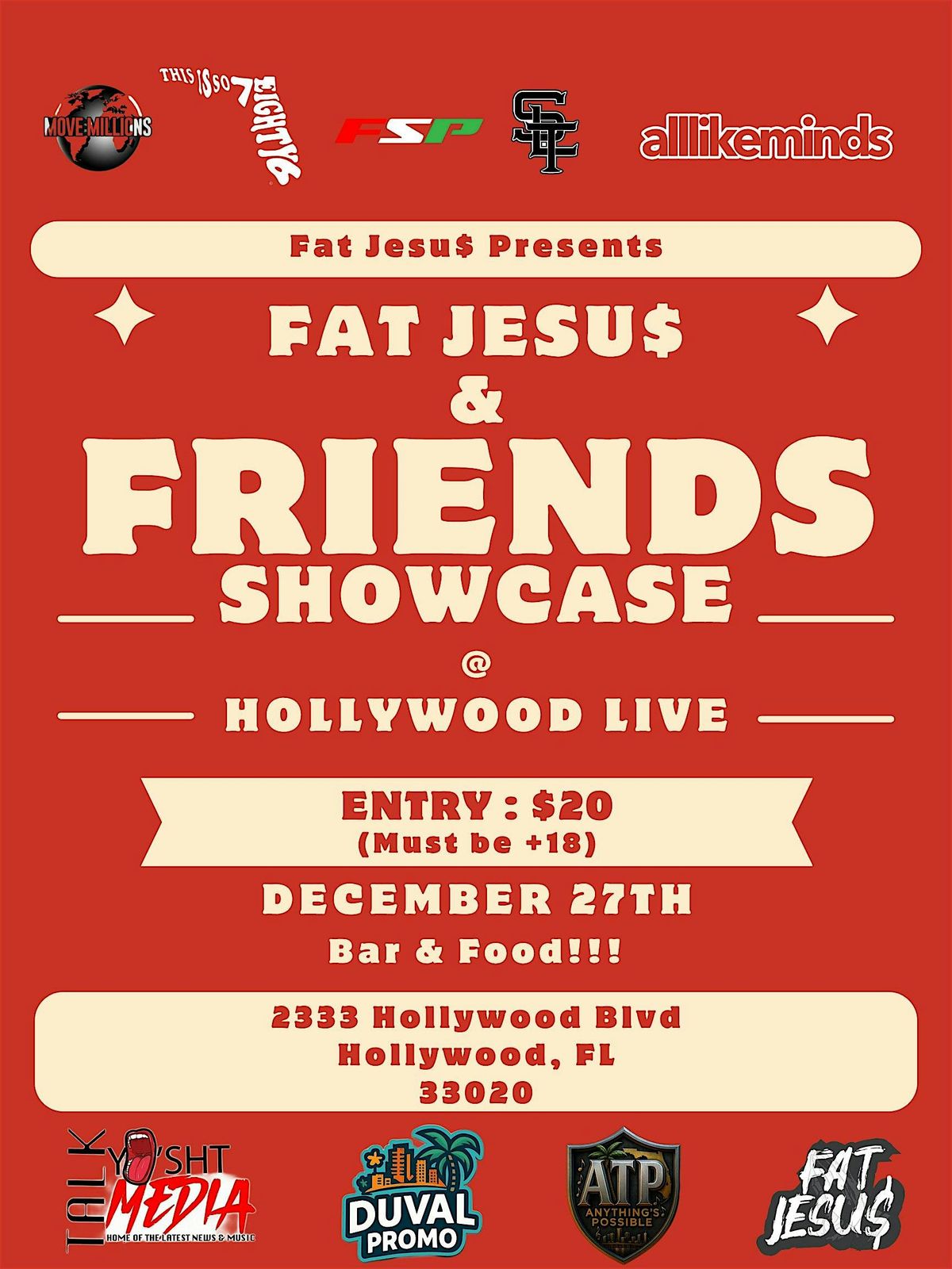 Fat Jesu$ & Friends Showcase, 27 December | Event in Hollywood | AllEvents