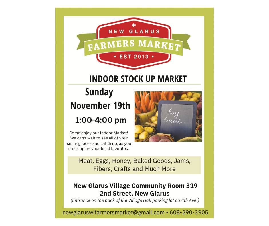 New Glarus Farmers Market Indoor Stock Up Market, New Glarus Village