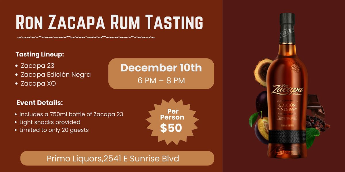 Ron Zacapa Rum Tasting, 10 December | Event in Fort Lauderdale | AllEvents