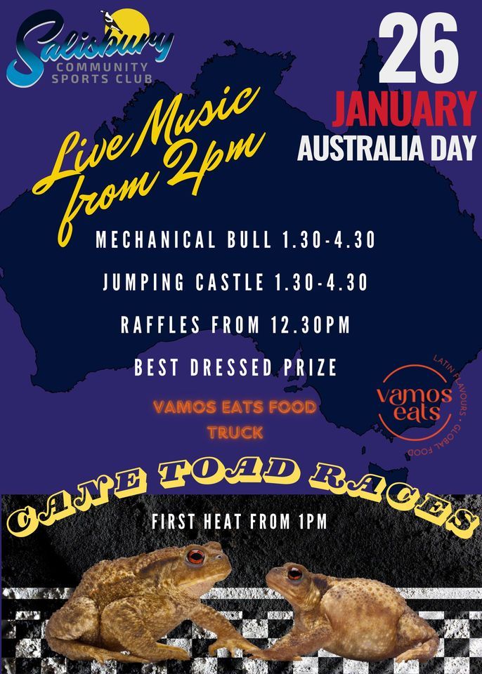 Australia Day - Cane Toad Races, Salisbury Community Sports Club, 26 ...