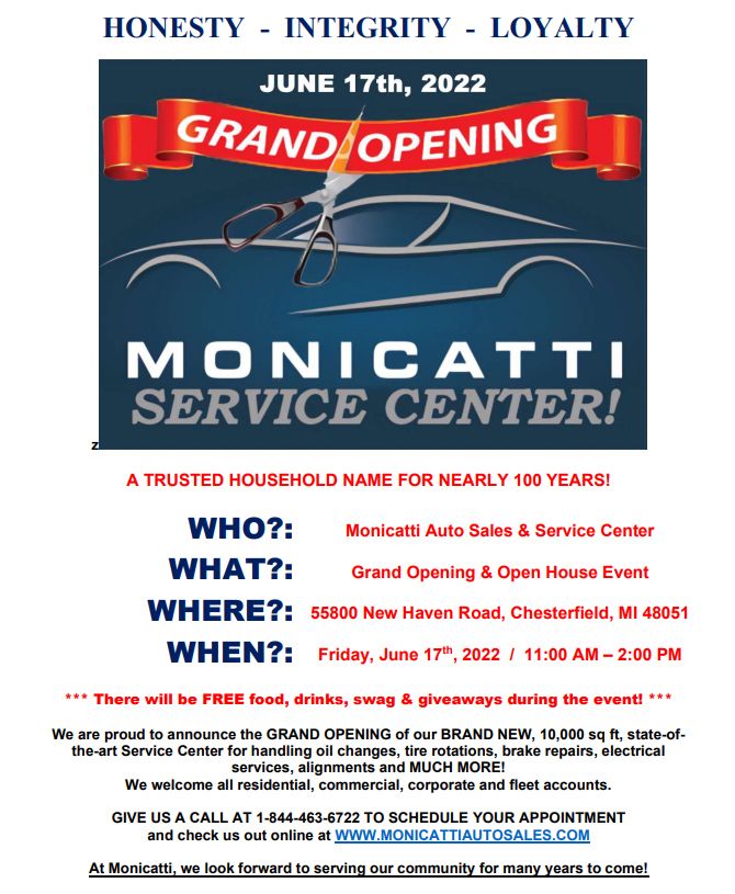 Ribbon Cutting Monicatti Automotive Sales & Service, Monicatti