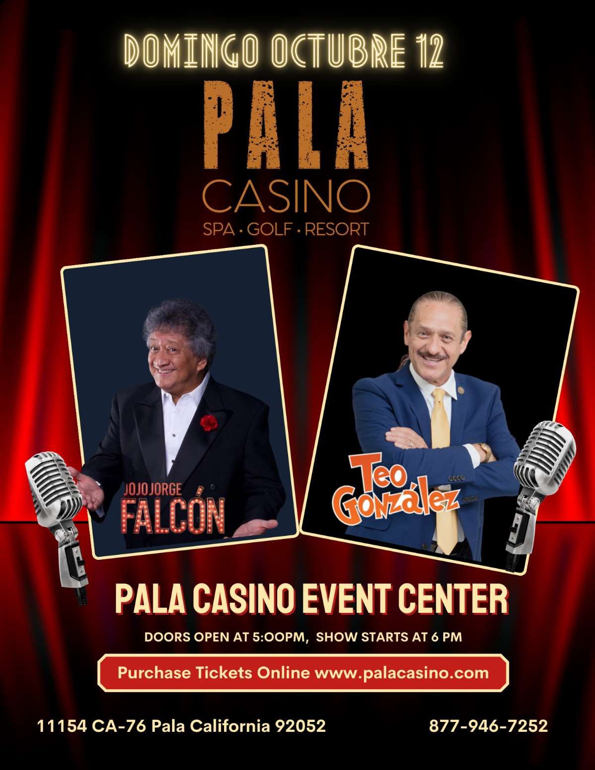 Teo Gonzalez Jorge Falcon at Events Center at Pala Casino, 12 October | Event in Pala | AllEvents