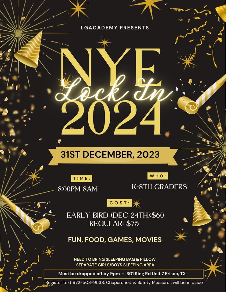 New Year’s Eve Lock In, Preparing Tomorrow's Athletes LLC, Frisco, 31 December to 1 January