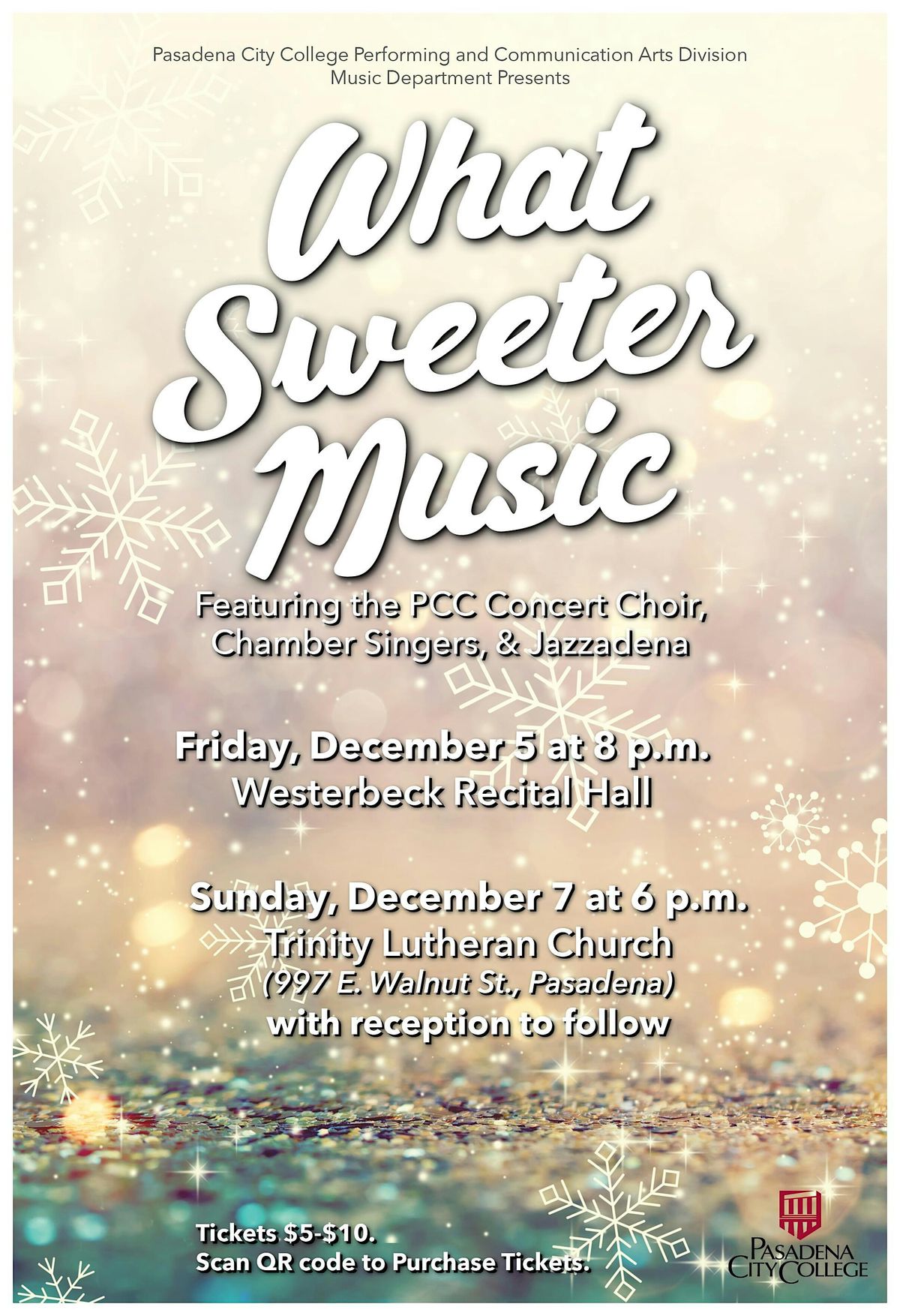 Winter Choral Concert “What Sweeter Music” Chamber Singers & Concert Choir, 5 December | Event in Pasadena