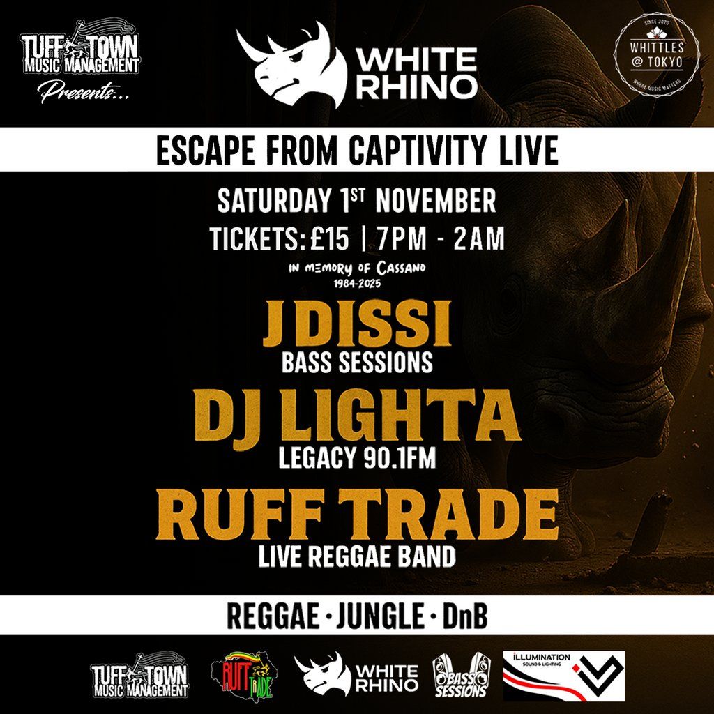White Rhino - Escape From Captivity LIVE 2025, 1 November | Event in Oldham | AllEvents