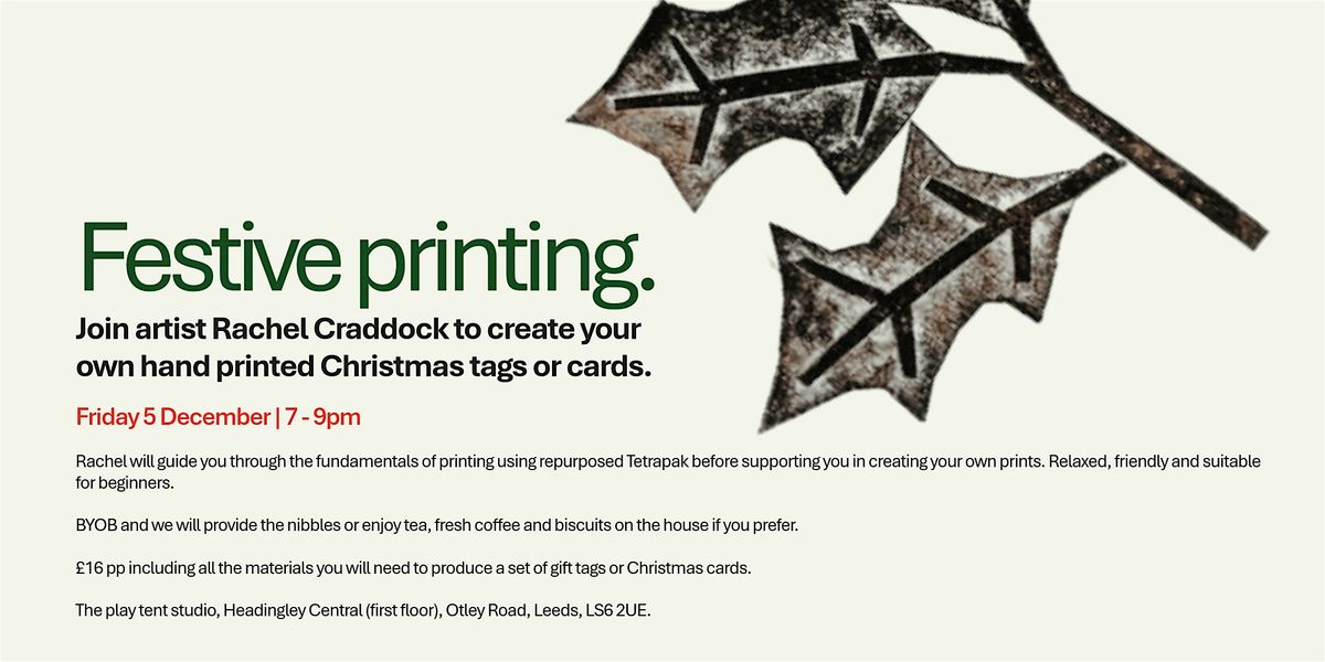 Festive printing workshop, 5 December | Event in Headingley | AllEvents