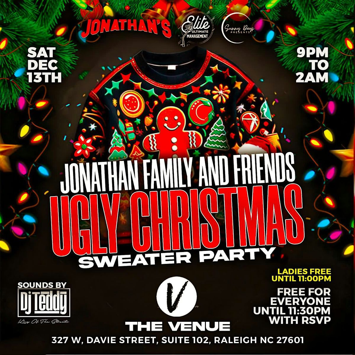 Jonathan Family & Friends Ugly Christmas Sweater Party, 13 December | Event in Raleigh | AllEvents