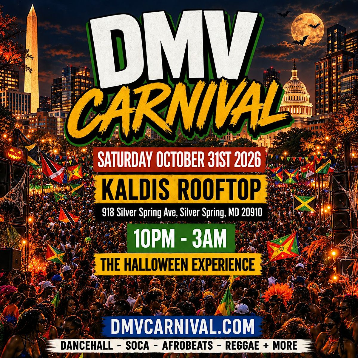 DMV CARNIVAL - Dancehall & SOCA Halloween Party, Kaldi’s Rooftop ...