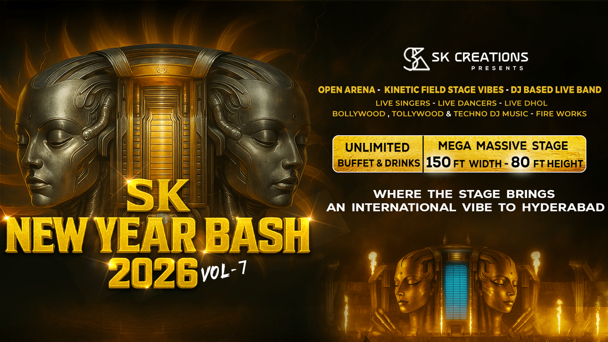 SK New Year Bash 2026 - Hyderabad&apos;s Biggest NYE, 31 December | Event in Secunderabad | AllEvents