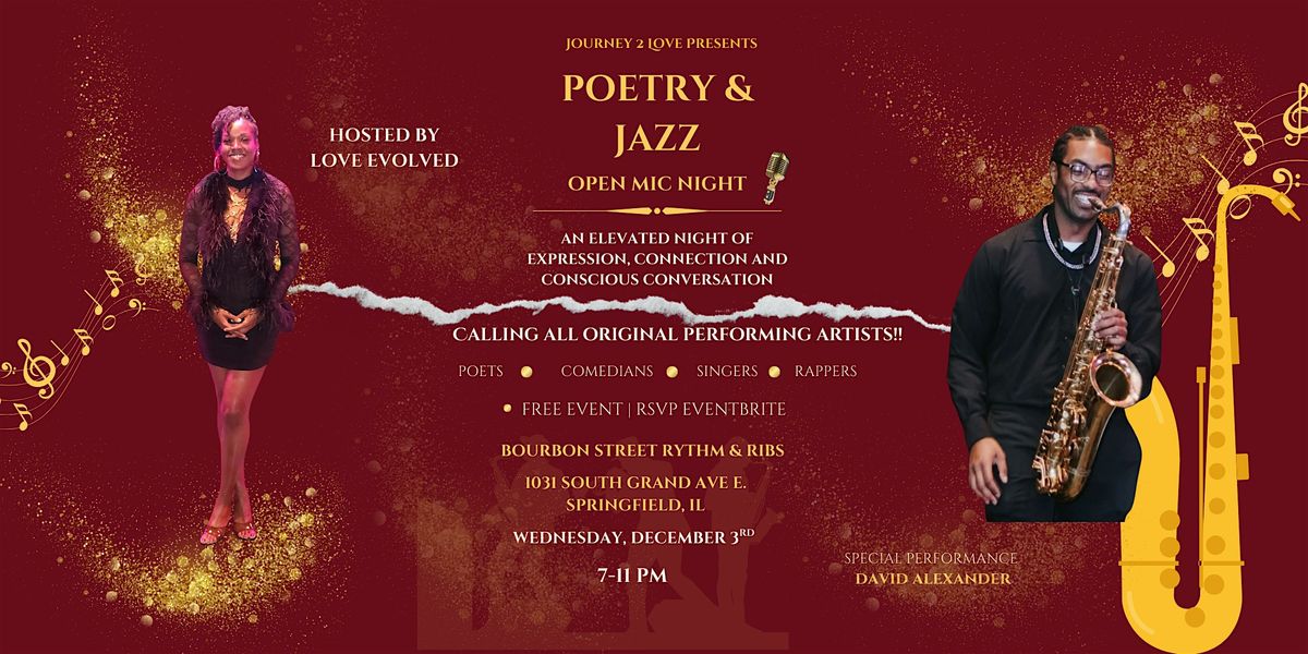 Journey 2 Love Presents: Poetry & Jazz Open Mic Night, 3 December | Event in Springfield | AllEvents