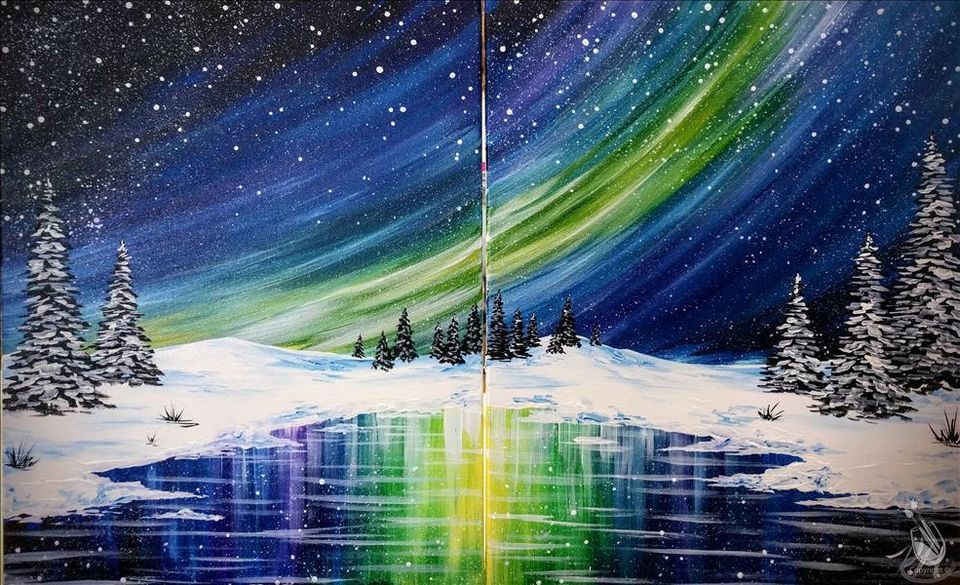 Couples Class Winter Northern Lights , Painting with a Twist (2100