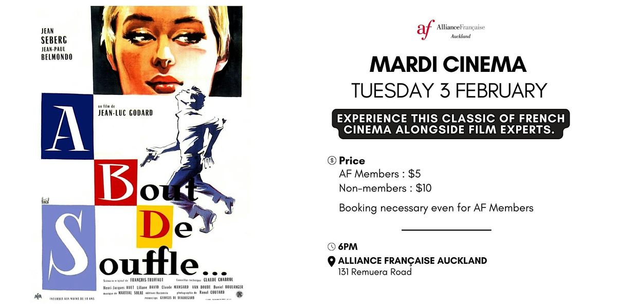 Mardi Cinema - À bout de souffle, 3 February | Event in Auckland | AllEvents