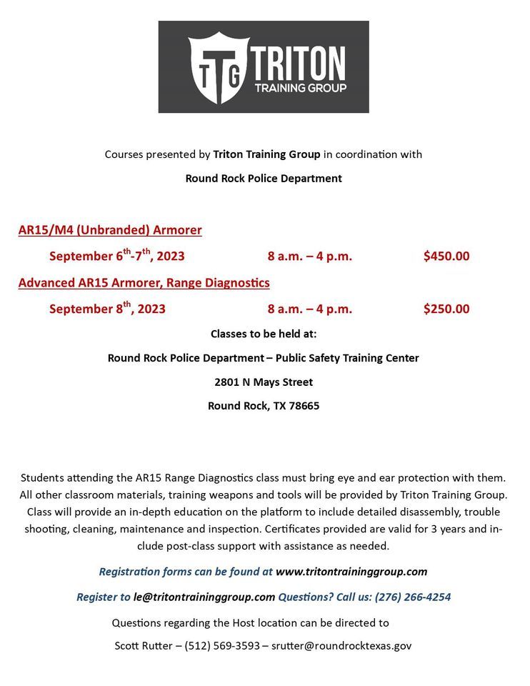 AR15 Range Diagnostics Class, Round Rock Public Safety Training Center