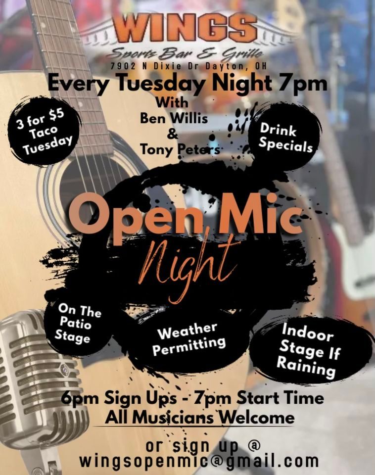 Musician Open Mic Night Returns To Wings Vandalia!!, Wings Sports Bar