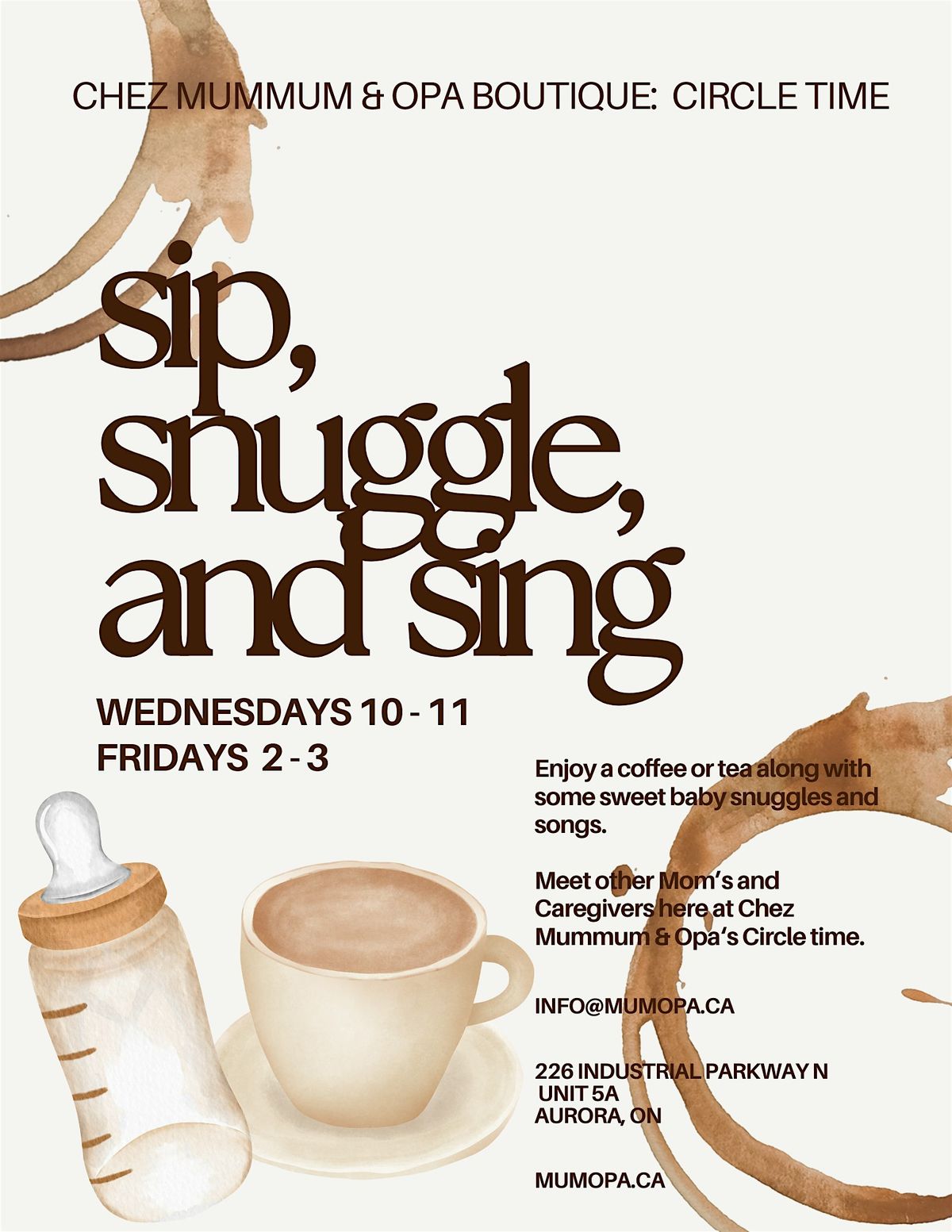Sip, Snuggle & Sing: Circle Time at Chez Mummum & Opa Boutique, 10 December | Event in Aurora | AllEvents