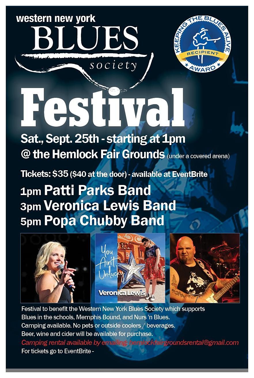 Western New York Blues Society Festival, Hemlock fairgrounds, September