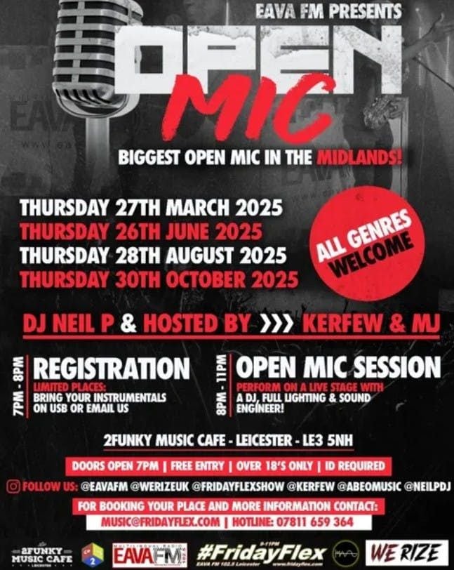EAVA FM Open Mic | Event in Leicester | AllEvents
