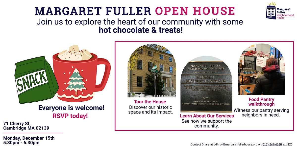 Hot chocolate & Treats at the Margaret Fuller Open House, 15 December | Event in Cambridge | AllEvents