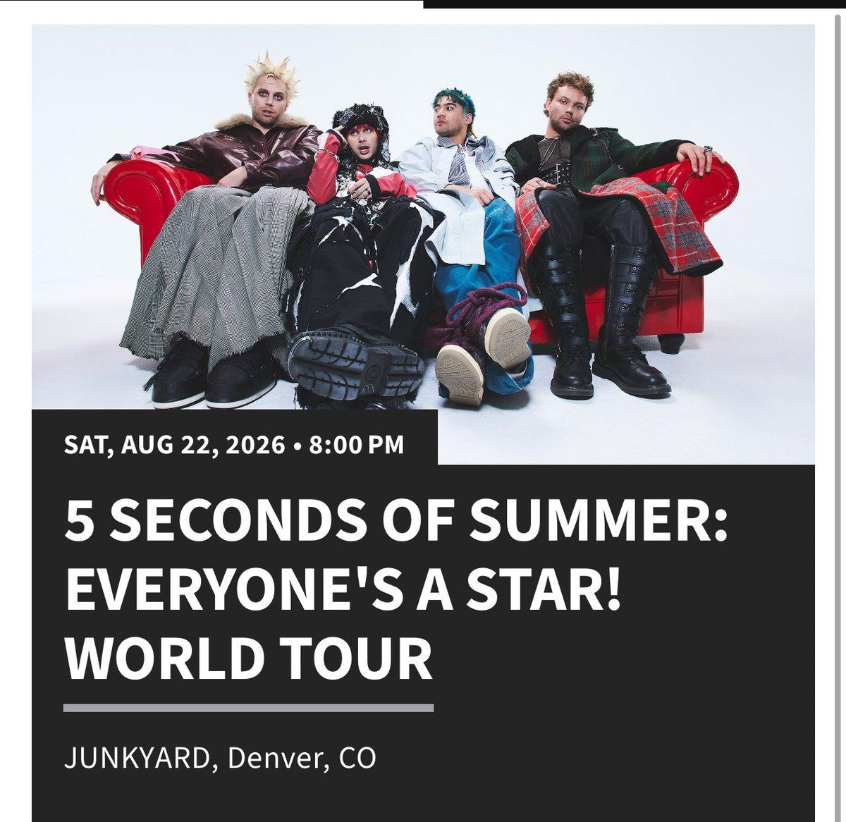5 Seconds of Summer Denver Tickets, 22 August | Event in Denver | AllEvents
