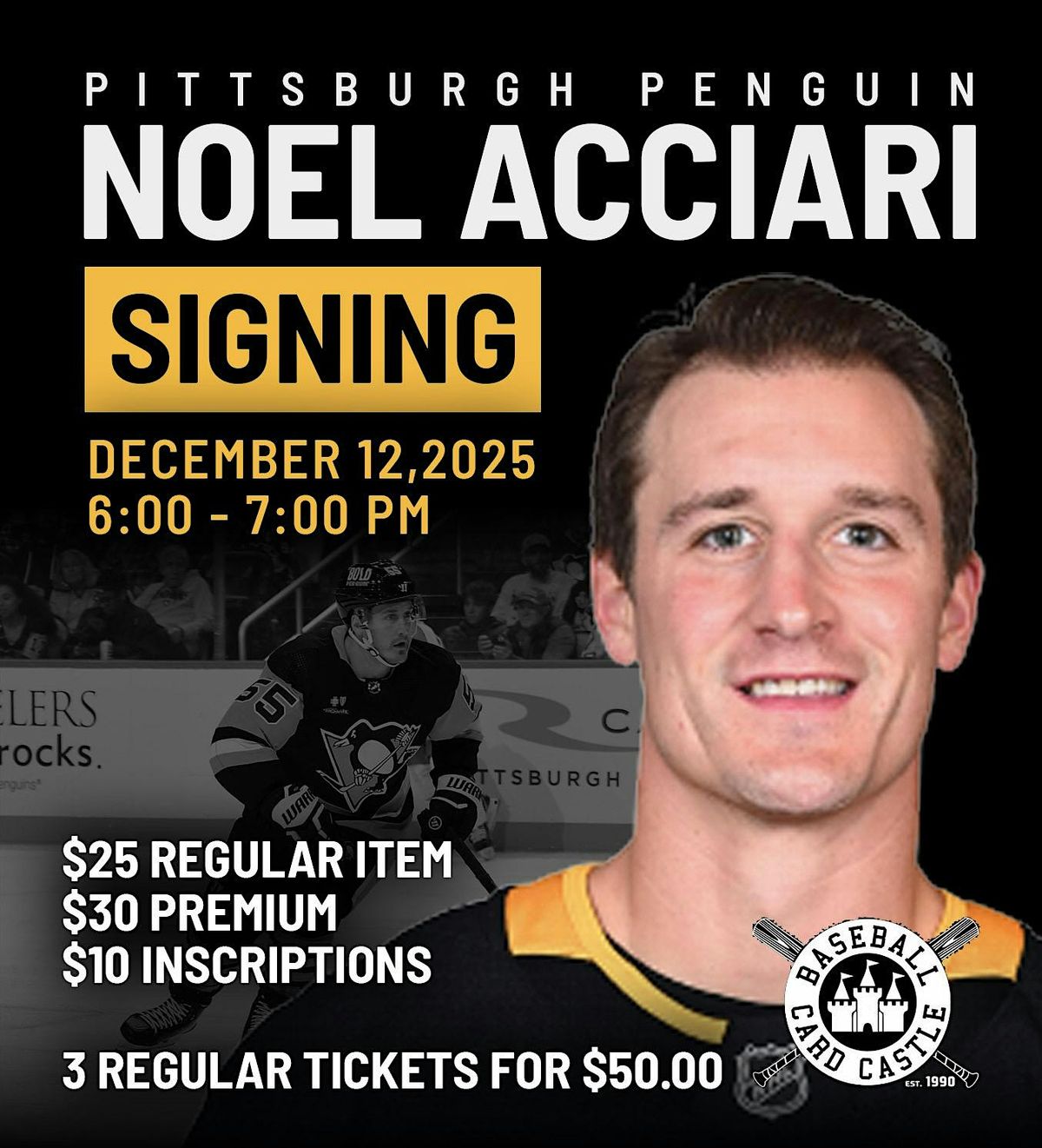 Copy of Pittsburgh Penguins Noel Acciari Autograph Session, 12 December | Event in Cranberry Township | AllEvents