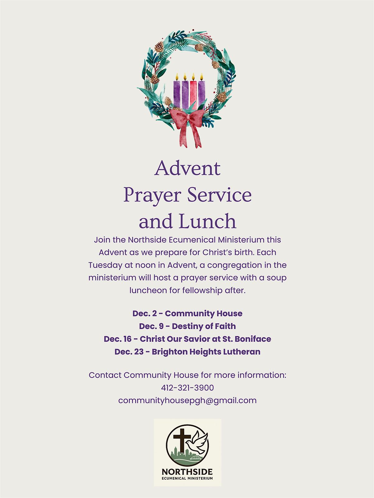 Advent Prayer Service and Lunch, 16 December | Event in Pittsburgh | AllEvents