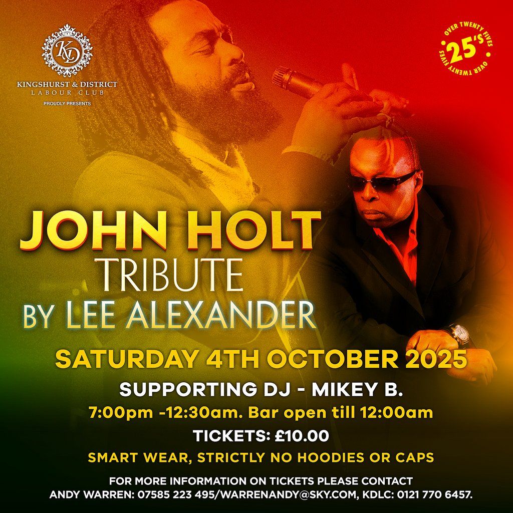 John Holt Tribute by Lee Alexander, 4 October | Event in Solihull | AllEvents