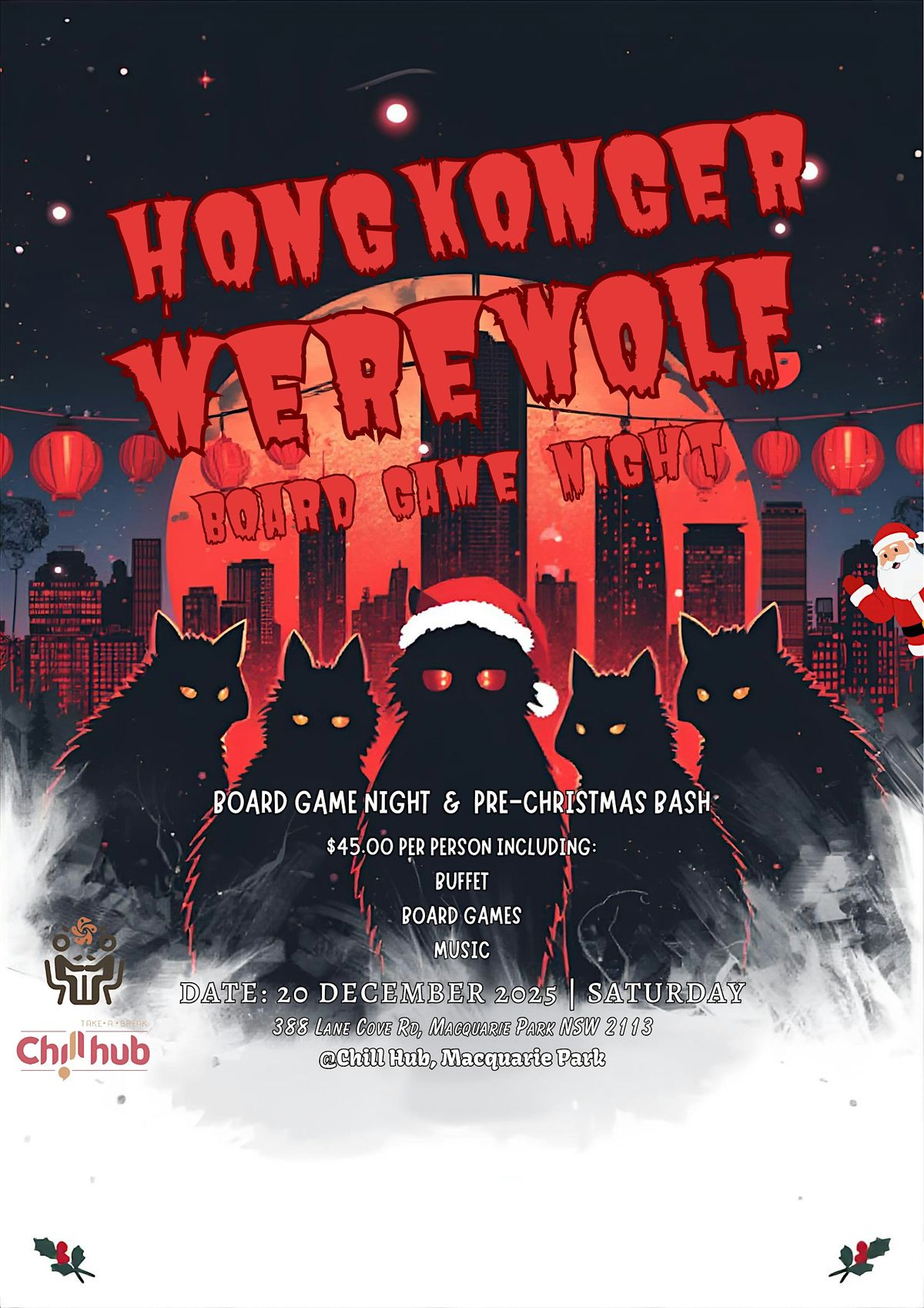 Hong Konger Werewolf Night & Pre-Christmas Bash, 20 December | Event in Macquarie Park | AllEvents