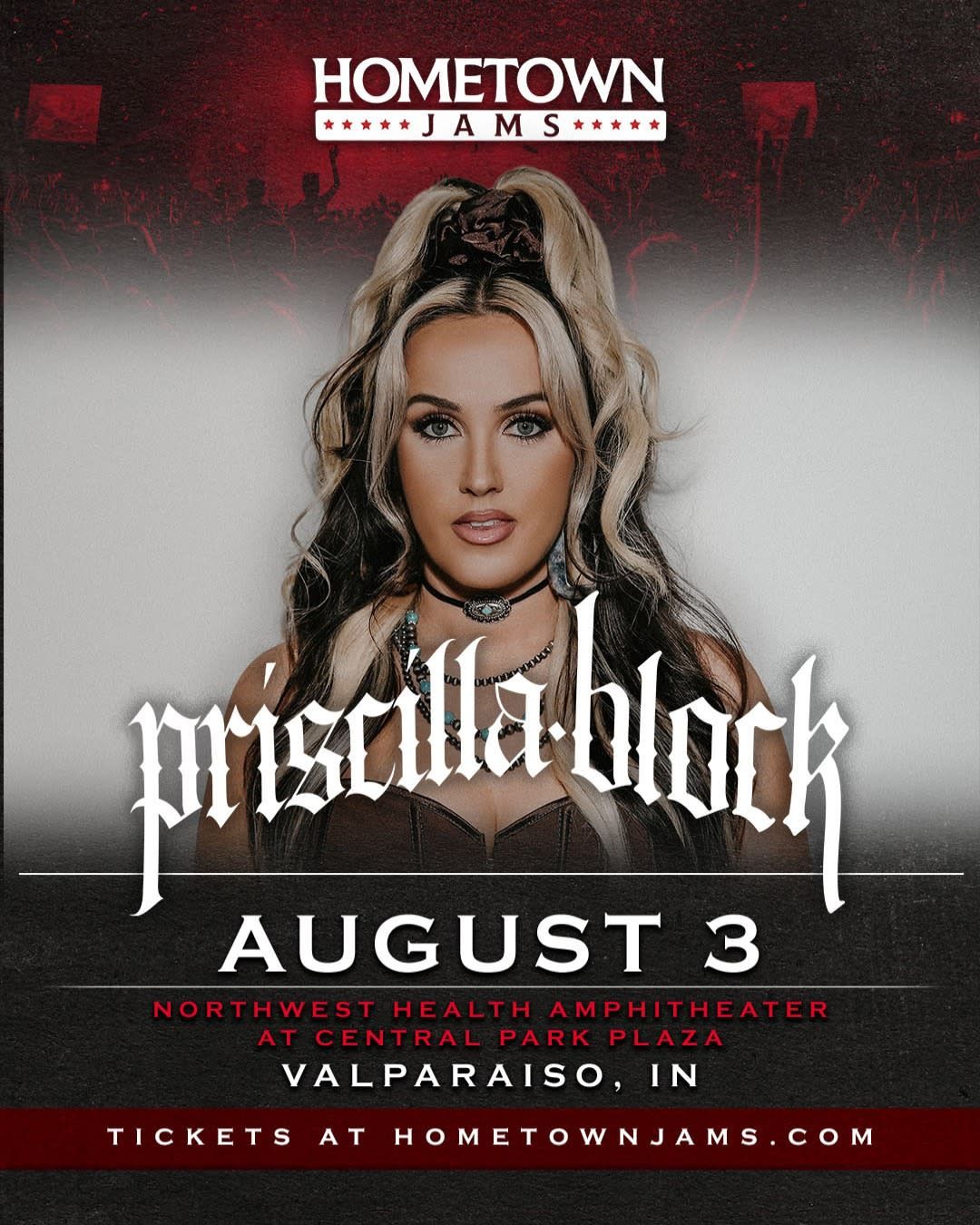Hometown Jams - Priscilla Block at Valparaiso Central Park Plaza, 3 August | Event in Valparaiso | AllEvents