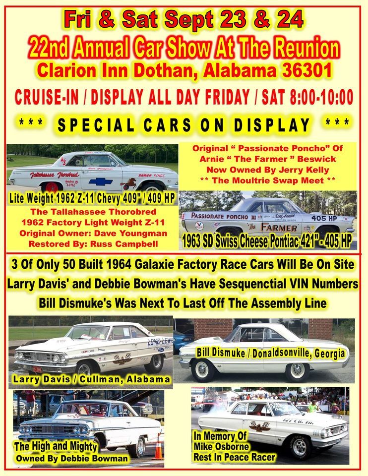 Car Show at the Reunion, Clarion Inn & Suites, Dothan, September 23