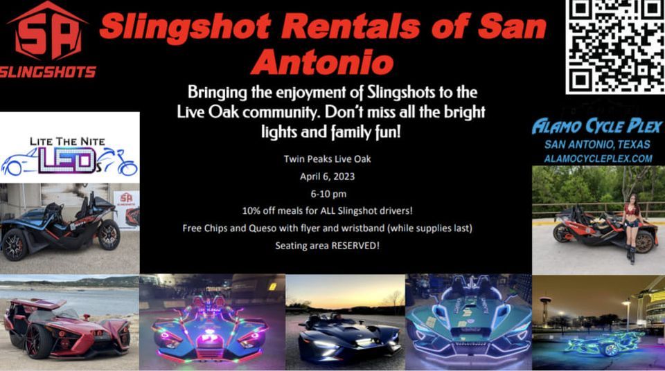 Slingshot Rentals of San Antonio Pop Up!, Twin Peaks Restaurants (Live Oak), 6 April 2023
