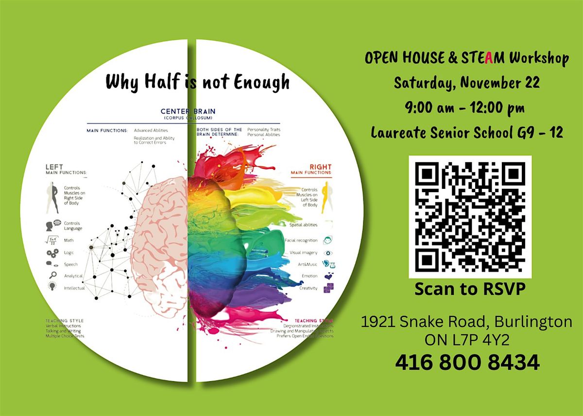 Open House & STEAM Workshop: Why half Is Not Enough, 22 November | Event in Burlington | AllEvents