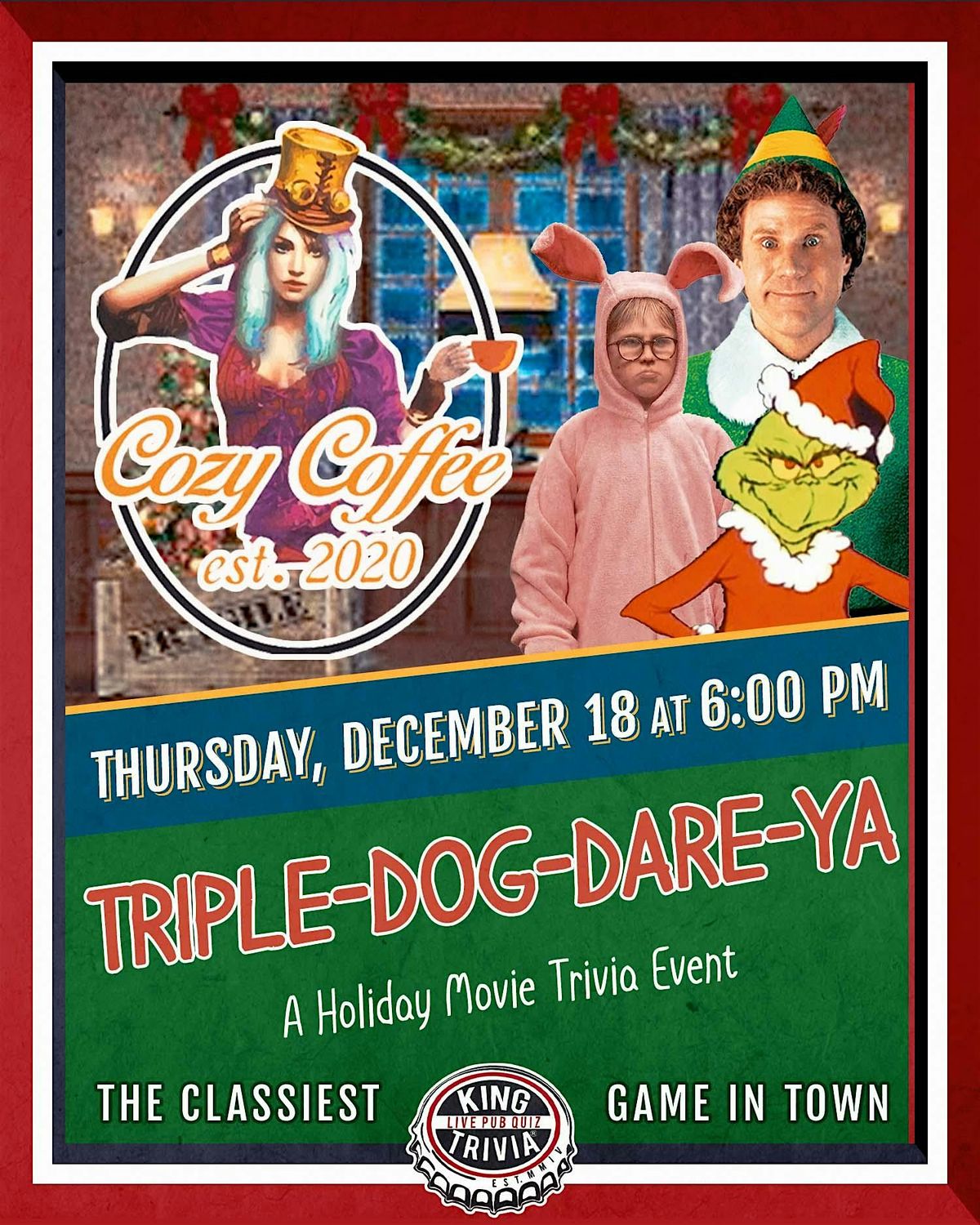 Holiday Movies Trivia Night at Cozy Coffee, 18 December | Event in Temple Terrace | AllEvents