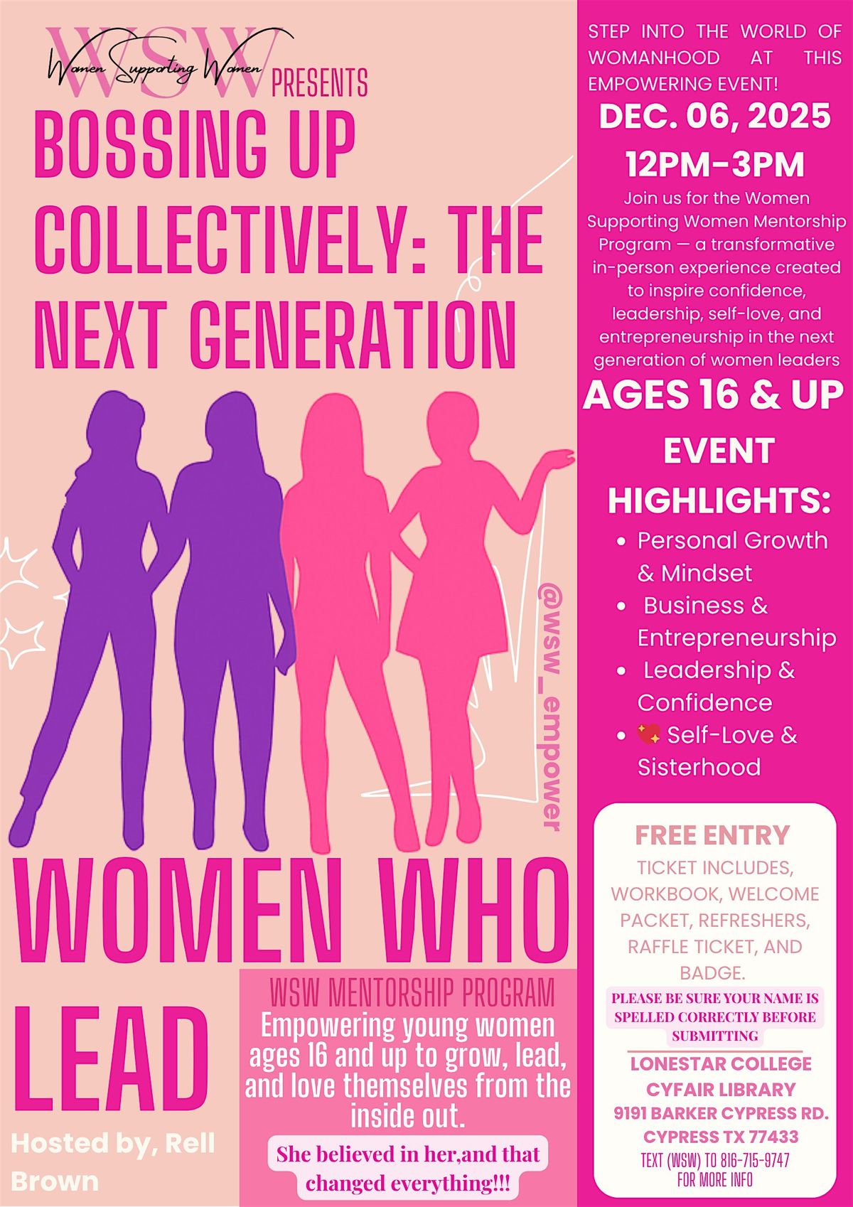 WSW Mentorship Program, 6 December | Event in Cypress | AllEvents