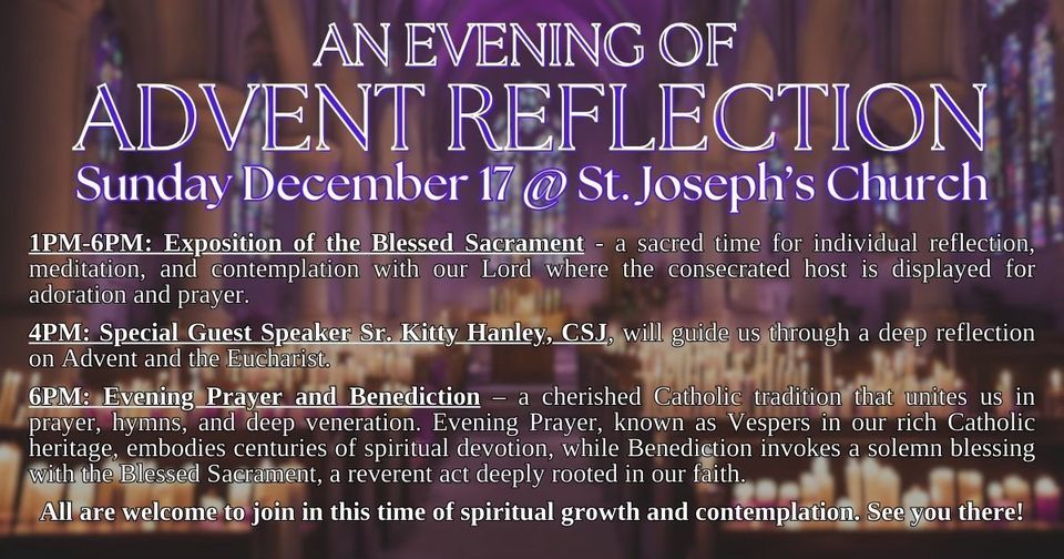 An Evening of Advent Reflection, St. Joseph's Church, Rexford, December