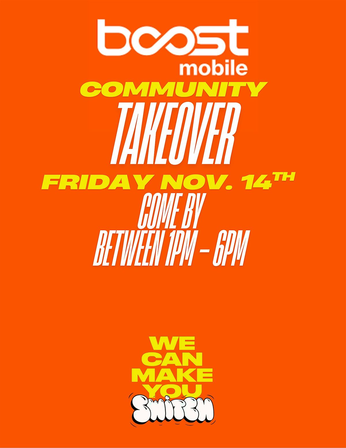 Boost Mobile Community Takeover, 14 November | Event in New Haven | AllEvents