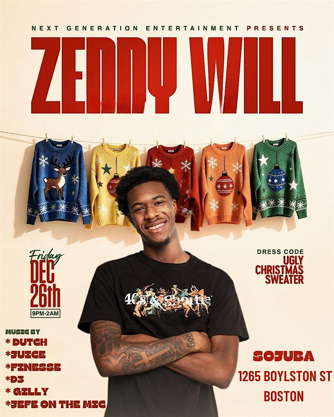 ZEDDY WILL LIVE - UGLY SWEATER PARTY, 26 December | Event in Boston | AllEvents