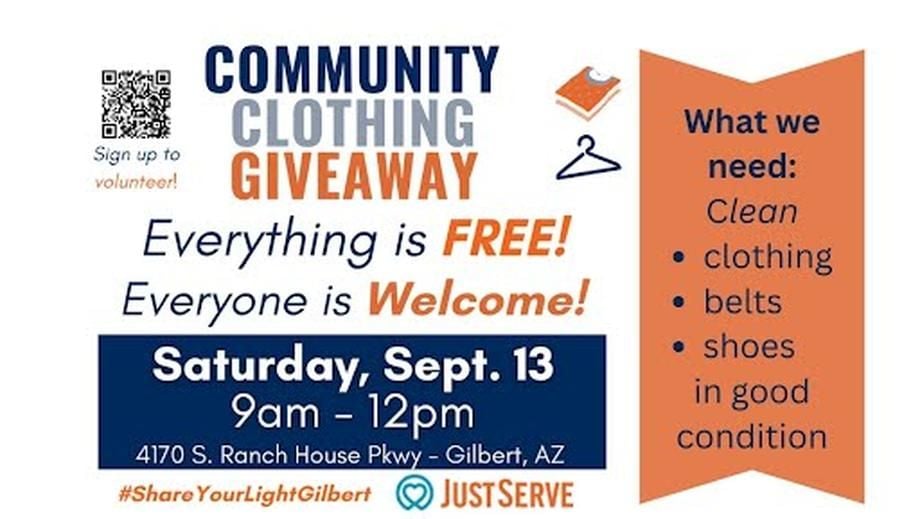 Community Clothing Giveaway, 13 September | Event in Gilbert | AllEvents