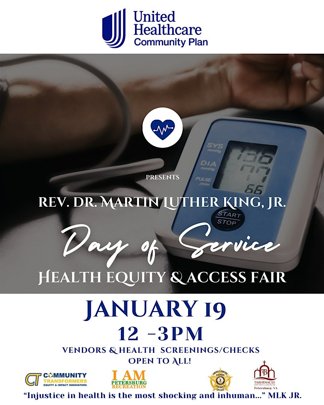 2025 -  Rev. Dr. Martin Luther King, Jr. Day - Health Equity & Access Fair, 19 January | Event in Petersburg