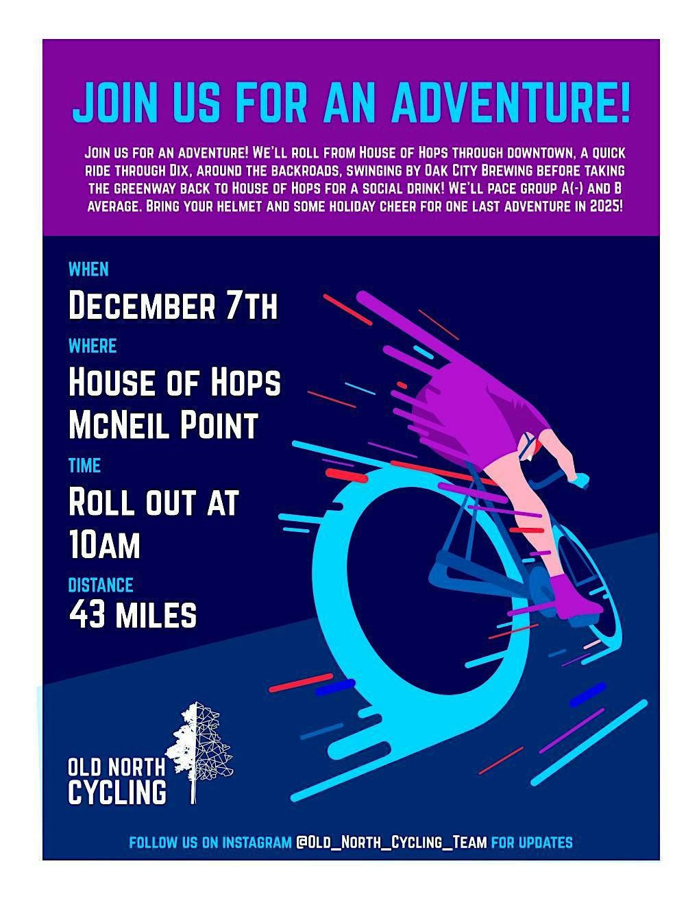 Old North Cycling Q4 2025 Adventure Ride!, 7 December | Event in Raleigh | AllEvents