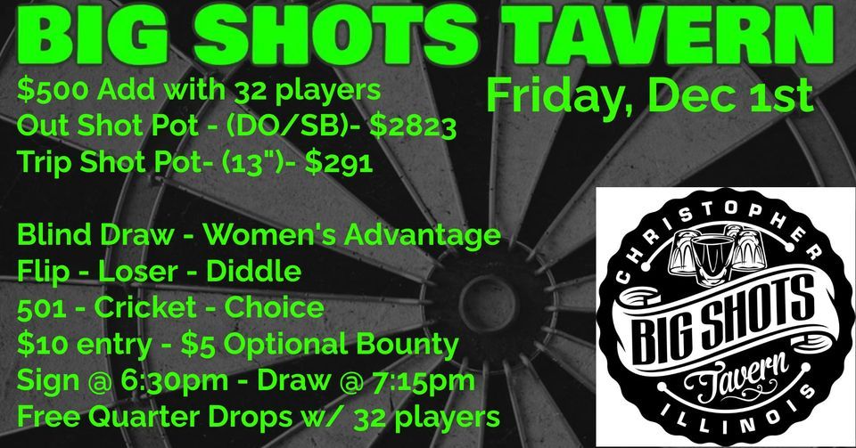 Blind Draw Dart Tournament 2823 Out Shot Pot, Big Shots, Mulkeytown