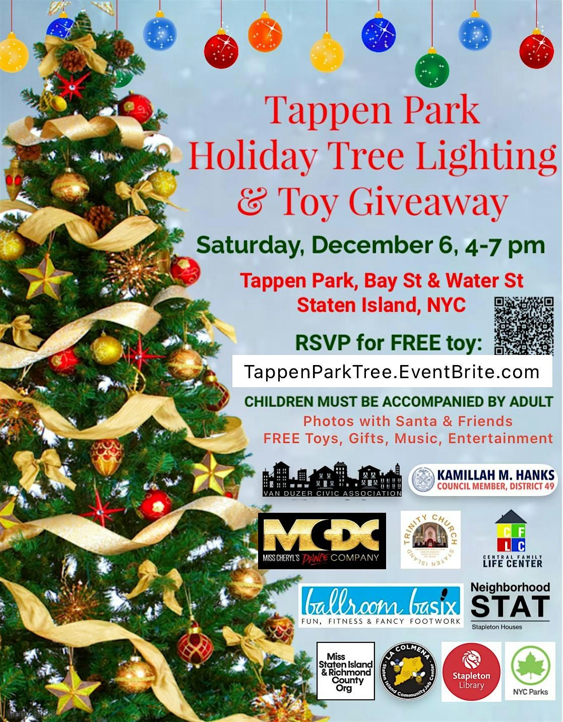 Tappen Park Holiday Tree Lighting & Toy Giveaway 2025, 6 December | Event in Staten Island | AllEvents