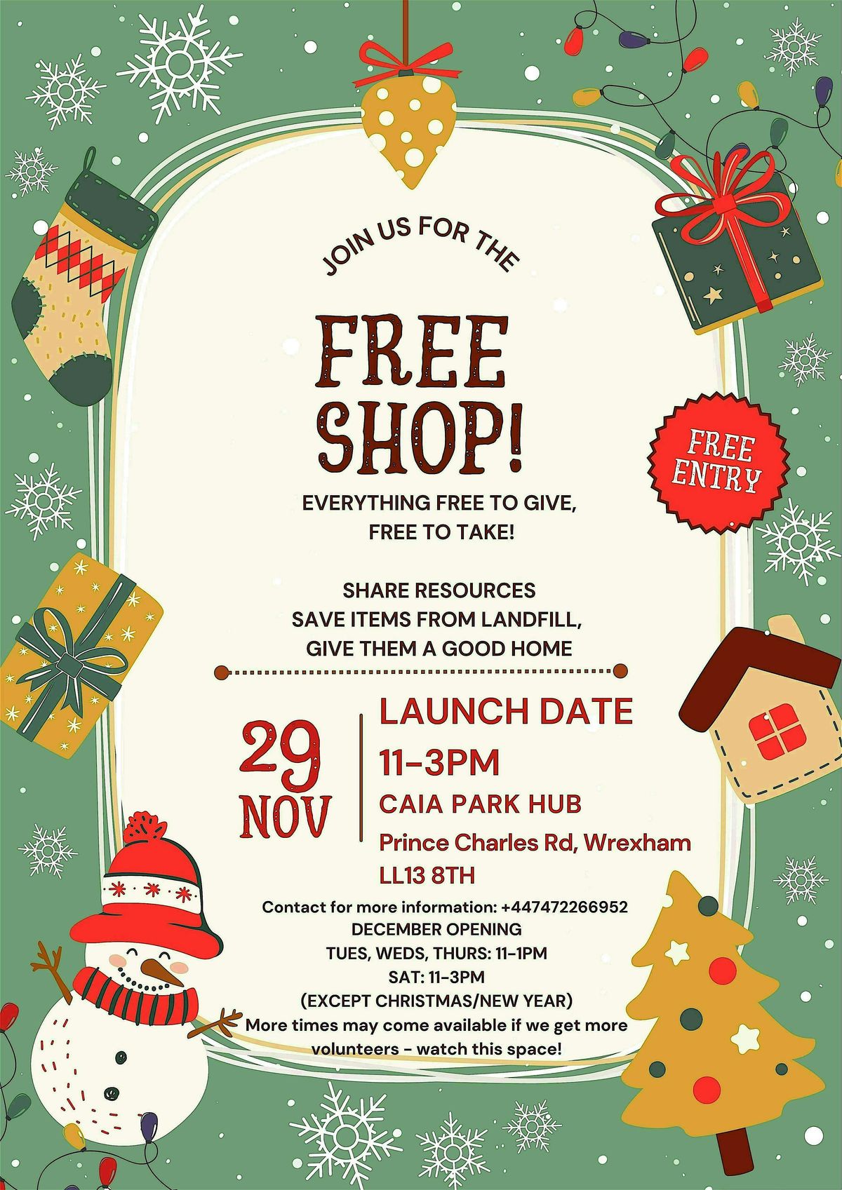 Resource Sharing Free Shop at the Caia Park Hub : Launch, 29 November | Event in Wrexham | AllEvents
